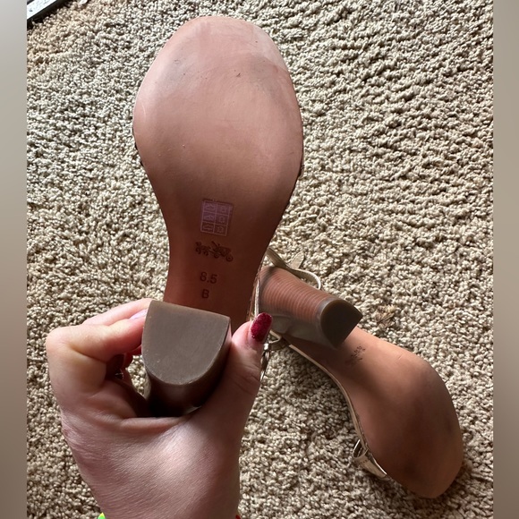 Gorgeous Like New Coach Rose Gold Sexy Silver Studded Balls Chunky Heel - Picture 12 of 17